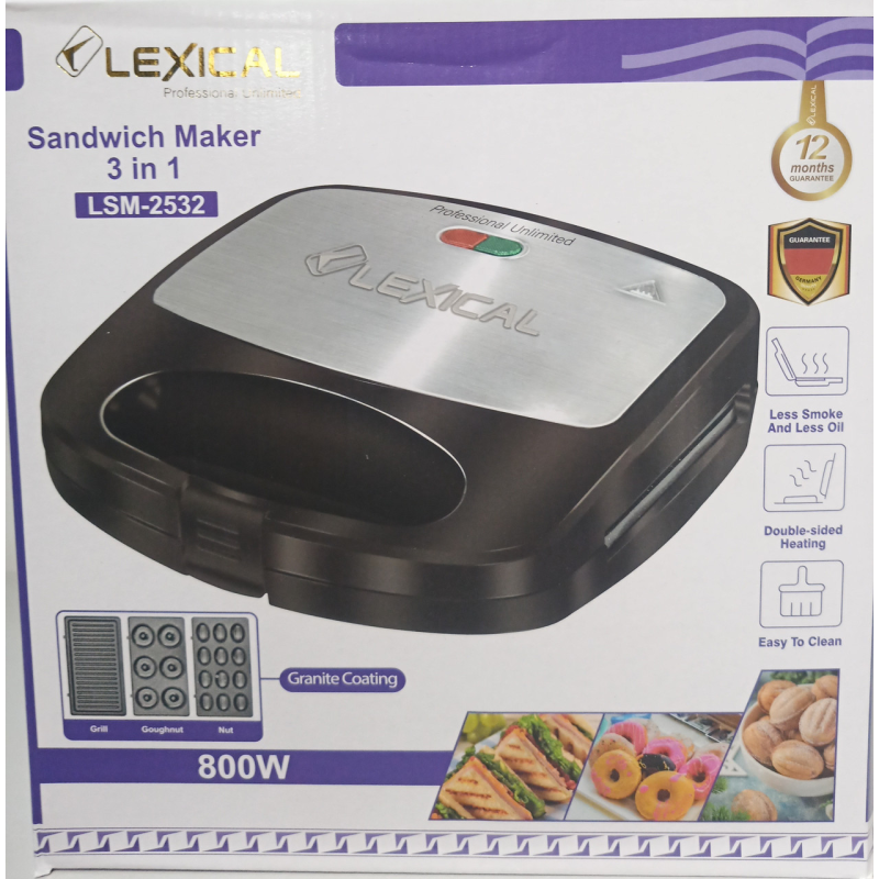 Мультимейкер 3в1 Lexical LWM-2532 800W три змінні пластини