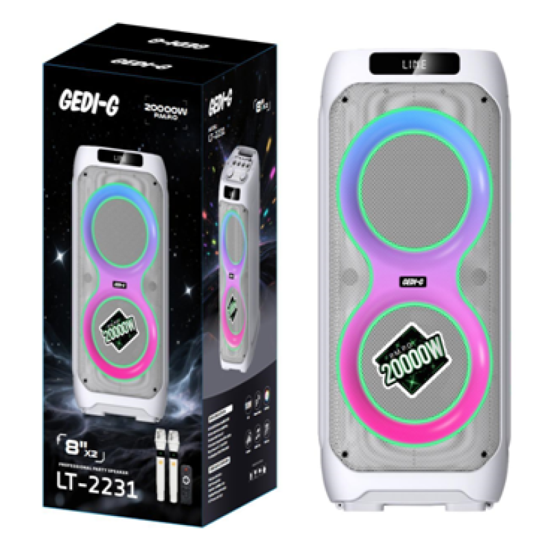 Акумуляторна блютуз-колонка 2*8“ 200 Вт GD-2231