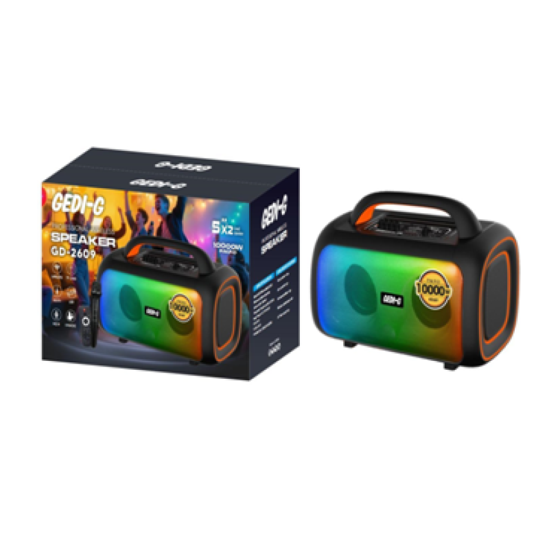 Акумуляторна блютуз-колонка 2 мікрофони 2*5“ GD-2609